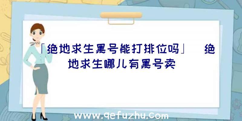 「绝地求生黑号能打排位吗」|绝地求生哪儿有黑号卖